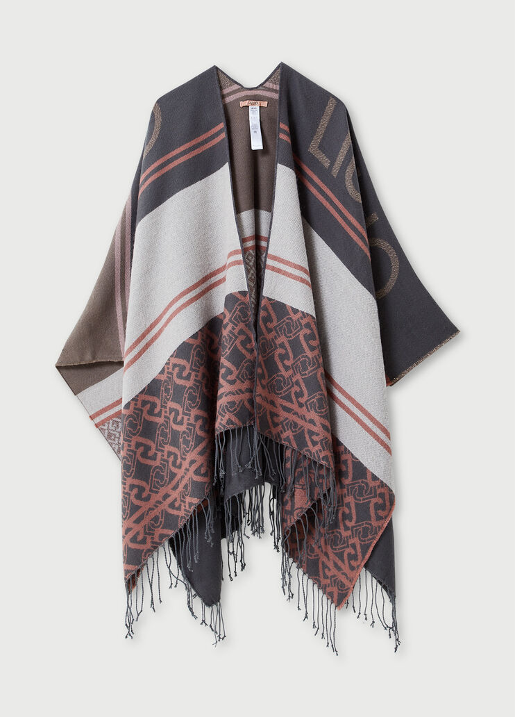 Poncho con logotipo Gris Liu Jo - large image number 0