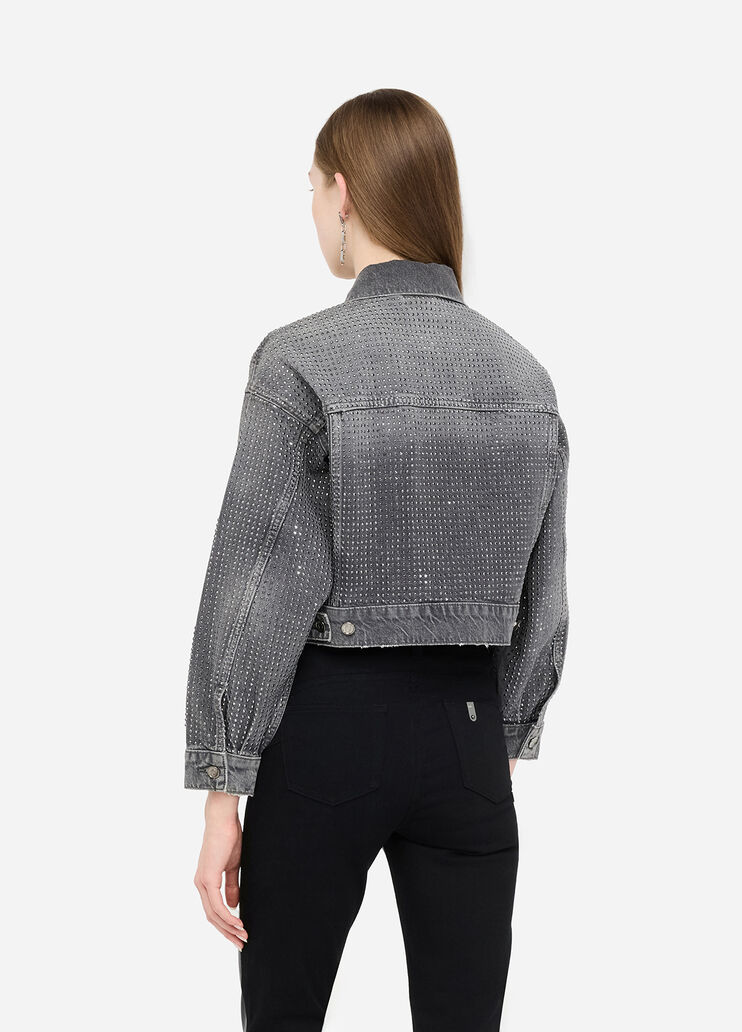 Veste en denim avec strass denim gris Liu Jo - large image number 1