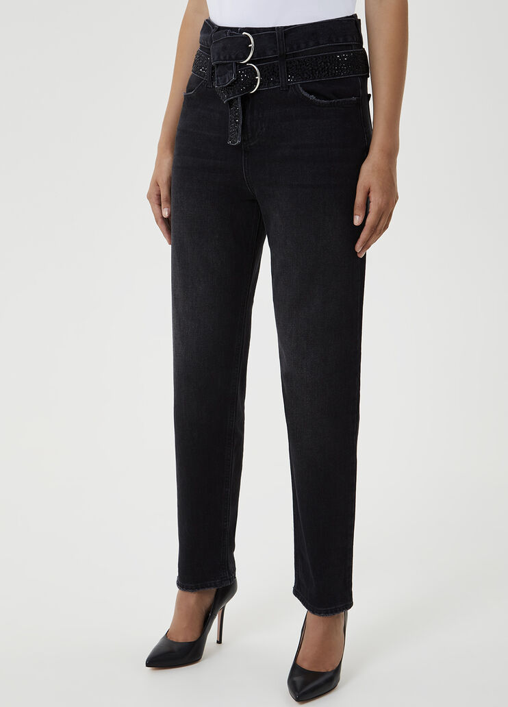 Boyfriend jeans with belt Black Liu Jo - large image number 0 Boyfriend jeans with belt Black Liu Jo - large image number 0