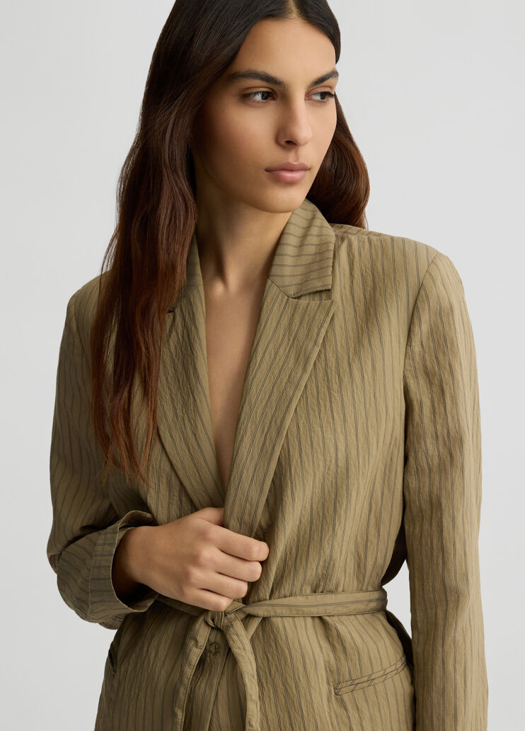 Striped blazer with belt green Liu Jo - large image number 2 Striped blazer with belt green Liu Jo - large image number 2