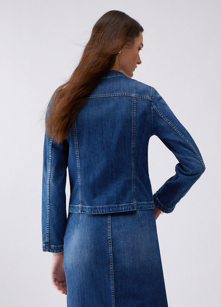 Denim jacket with logo buttons dark blue denim Liu Jo - large image number 1