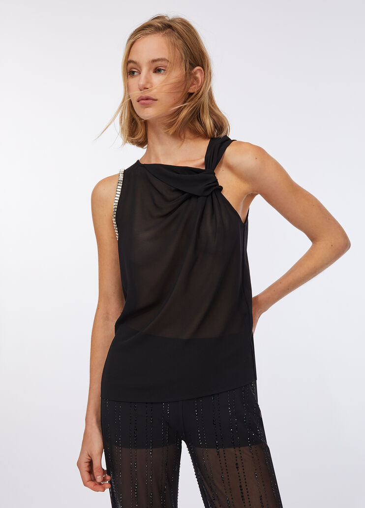 Cotton and georgette top black Liu Jo - large image number 0 Cotton and georgette top black Liu Jo - large image number 0
