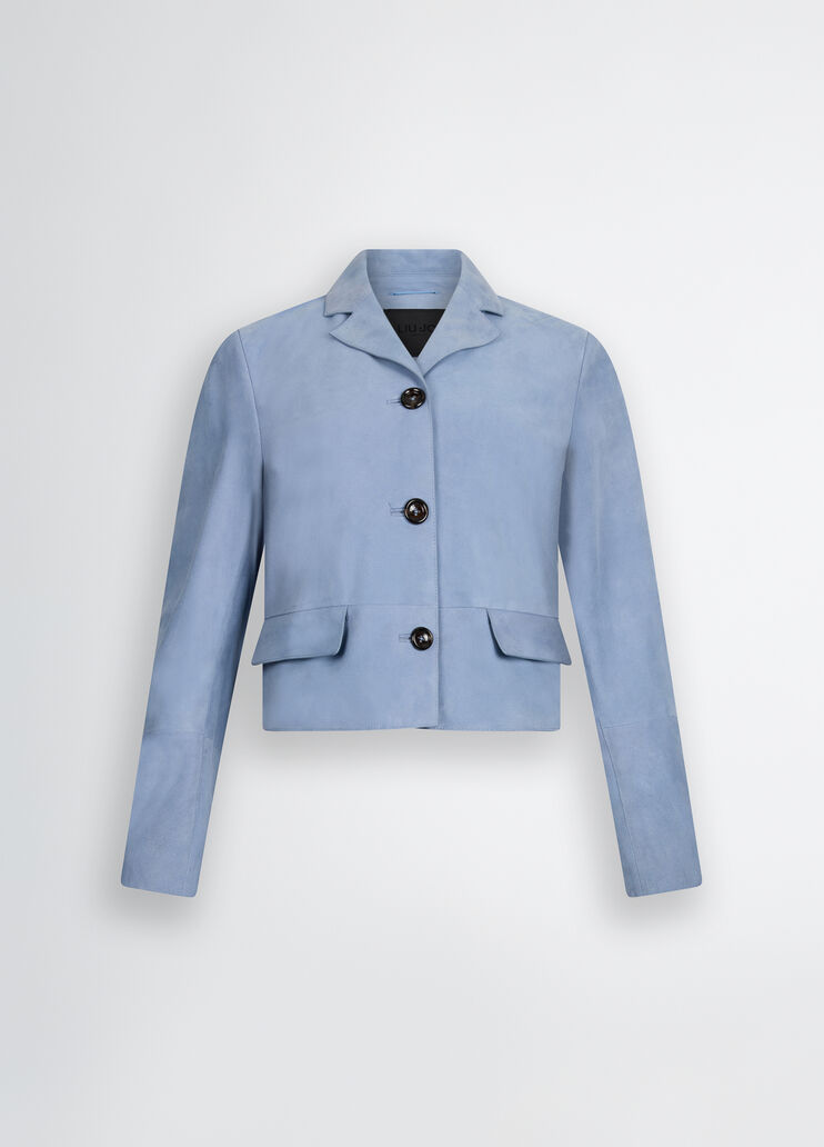 Suede boxy jacket light blue Liu Jo - large image number 6 Suede boxy jacket light blue Liu Jo - large image number 6