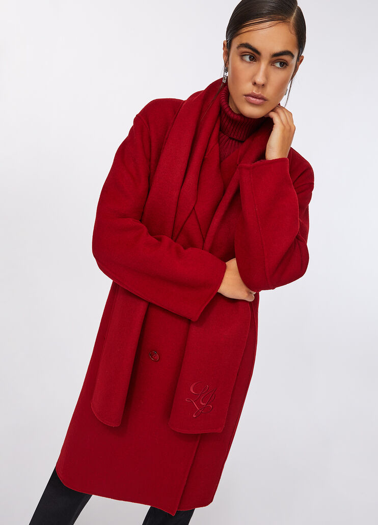 Wool coat with scarf red Liu Jo - large image number 4 Wool coat with scarf red Liu Jo - large image number 4