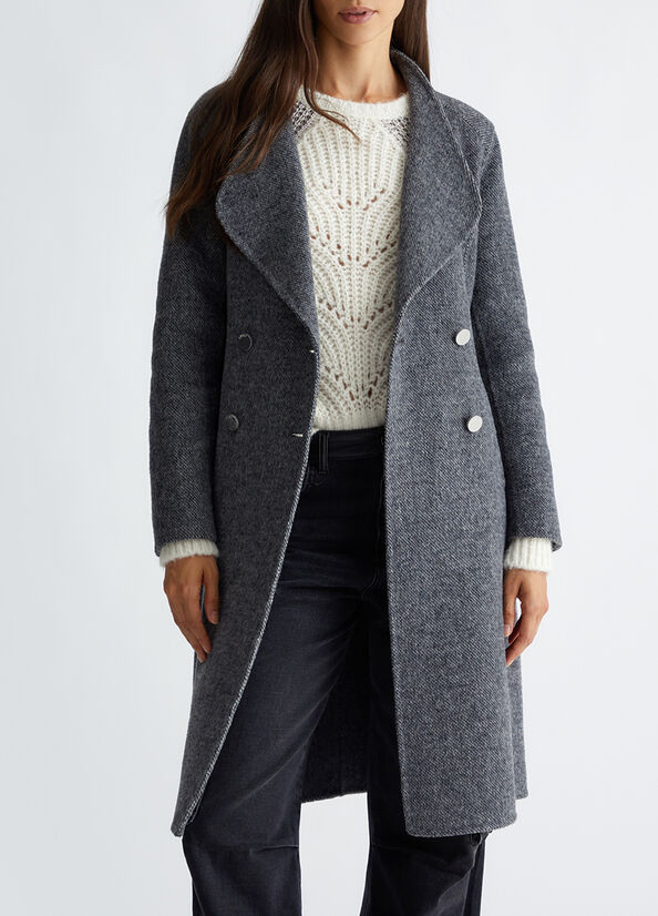 Manteau croisé en laine mélangée noir Liu Jo - medium