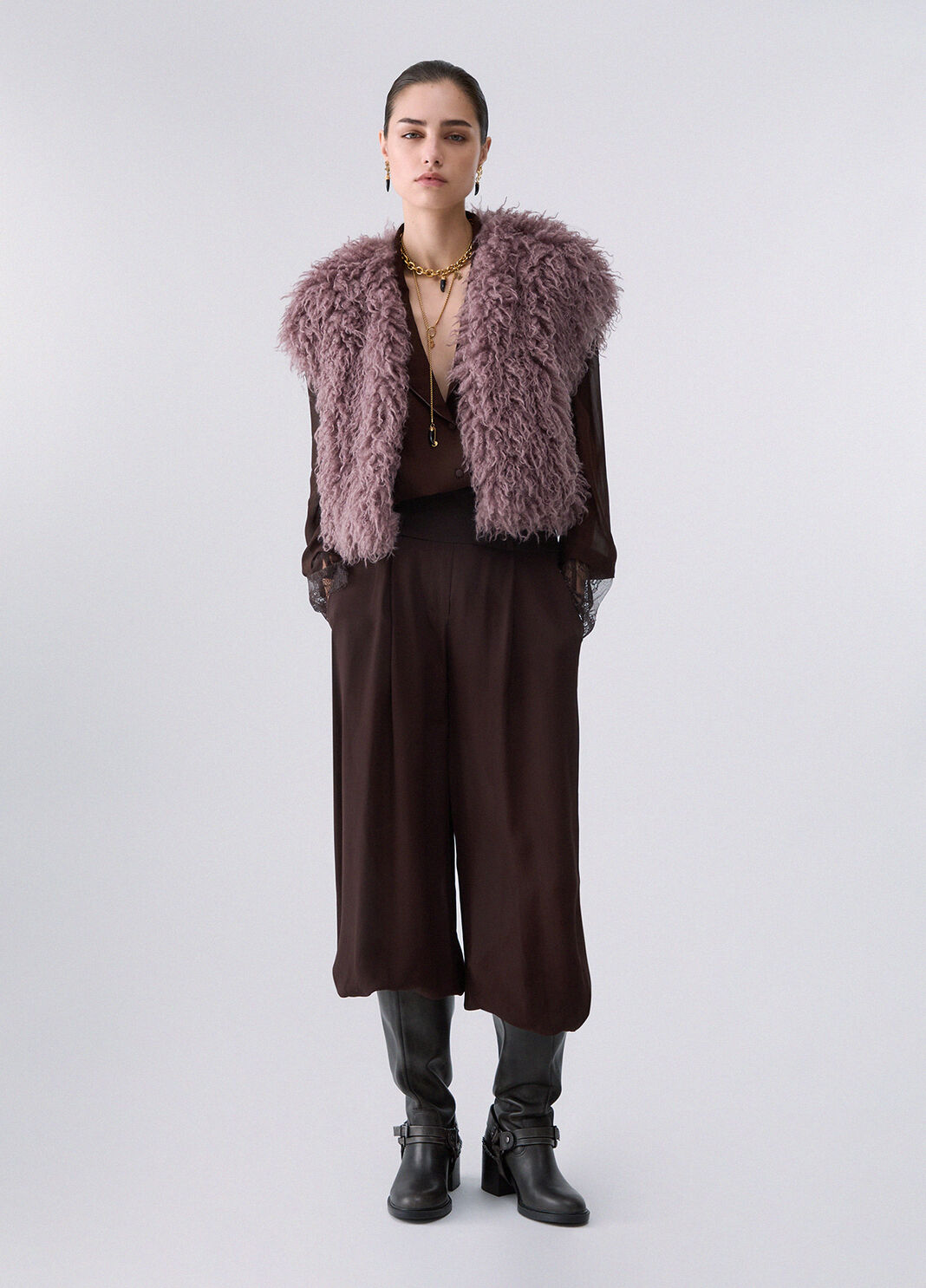 Pantaloni ampi con coulisse moka Liu Jo - large image number 5