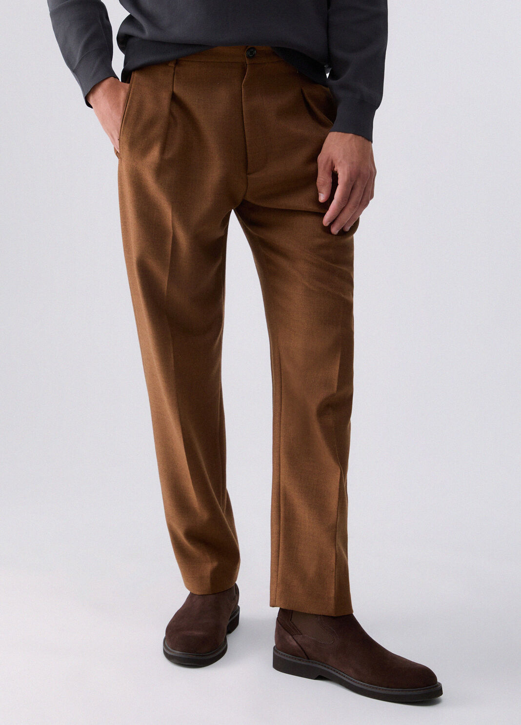 Trousers relaxed fit in a wool blend brown Liu Jo - large image number 0