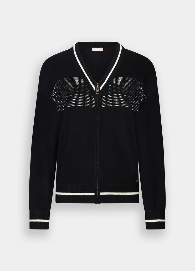 Strickjacke mit Reißverschluss und Strass Schwarz Liu Jo - large image number 4