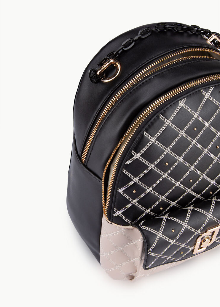 Zainetto matelassé con logo Bianco/nero Liu Jo - large image number 4