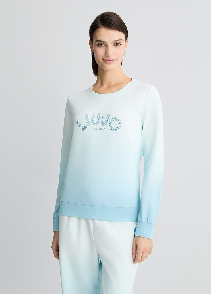 Sweatshirt with rhinestones light blue Liu Jo - medium Sweatshirt with rhinestones light blue Liu Jo - medium