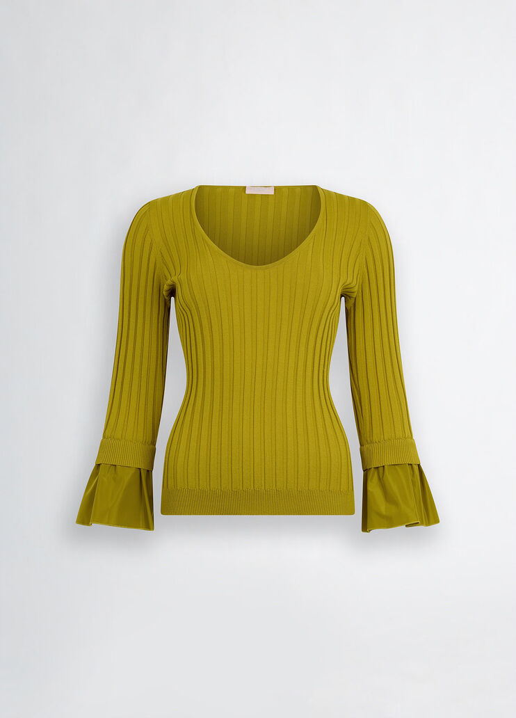 Jumper with flounced sleeves avocado Liu Jo - large image number 6 Jumper with flounced sleeves avocado Liu Jo - large image number 6