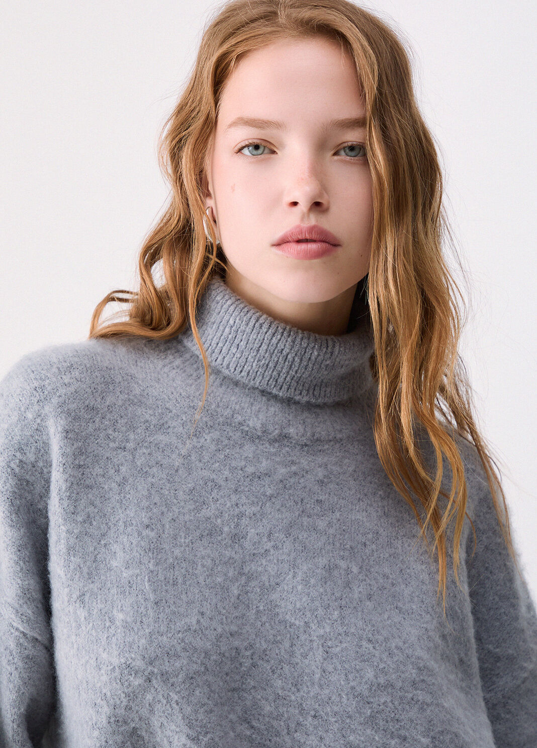 Turtleneck sweater in wool brushed grey m&eacute;lange Liu Jo - large image number 4