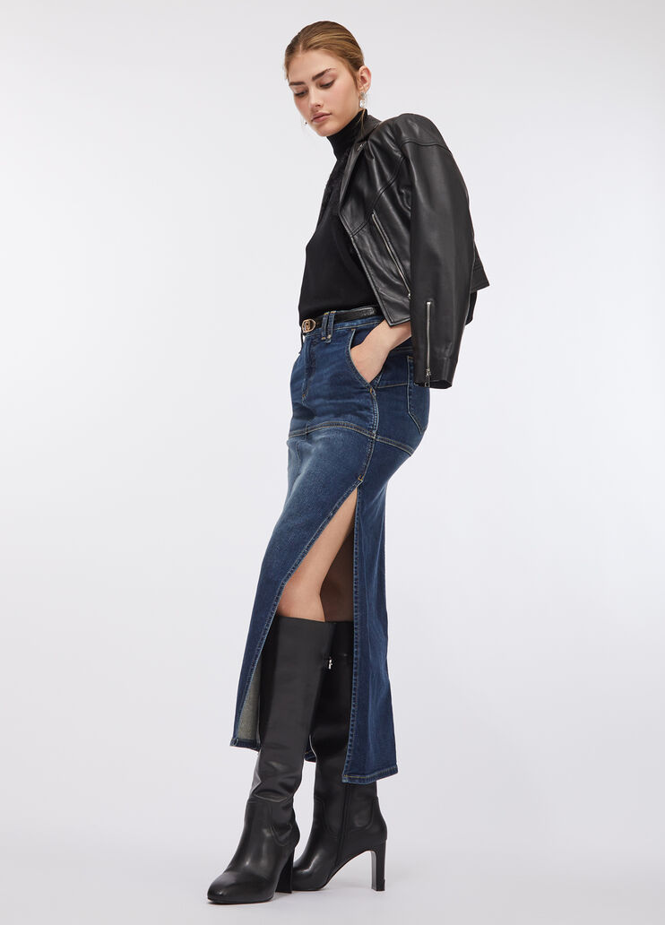 Gonna in denim con spacchi denim blu chiaro Liu Jo - large image number 4