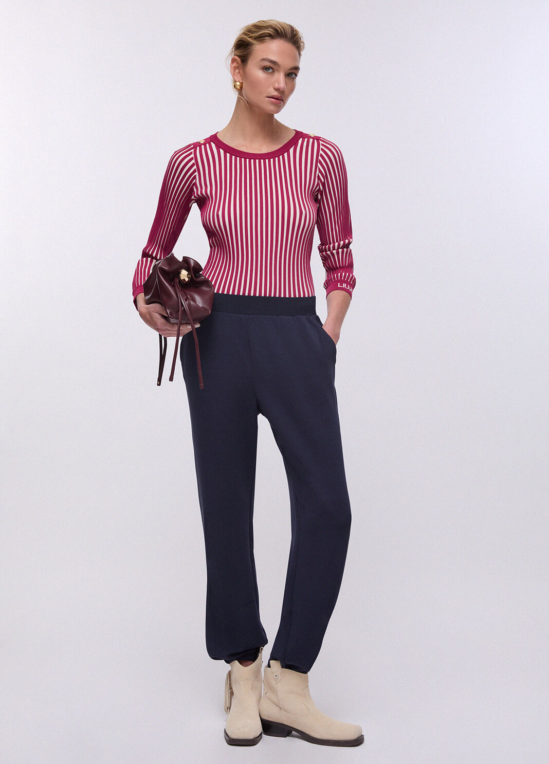 Two-tone ribbed jumper red Liu Jo - large image number 3
