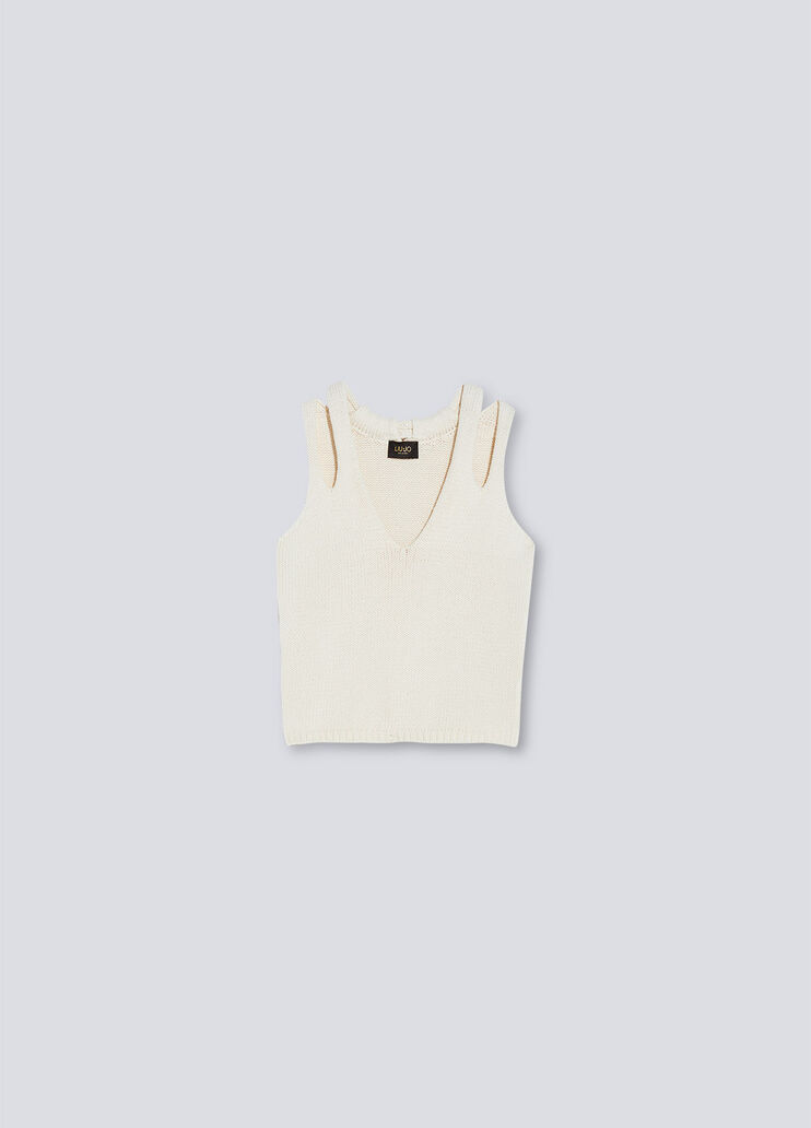 Cut-out knit dress white Liu Jo - large image number 4 Cut-out knit dress white Liu Jo - large image number 4