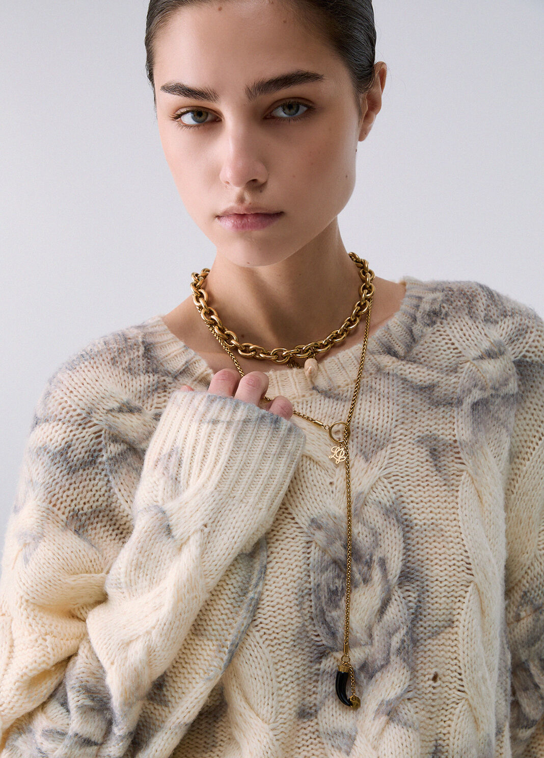 Wool Sweater with Rose Print white Liu Jo - large image number 4