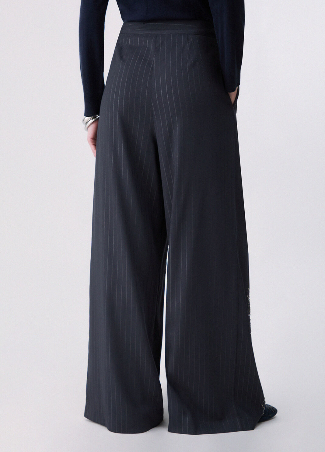 Palazzo trousers with jewel embroidery grey Liu Jo - large image number 1