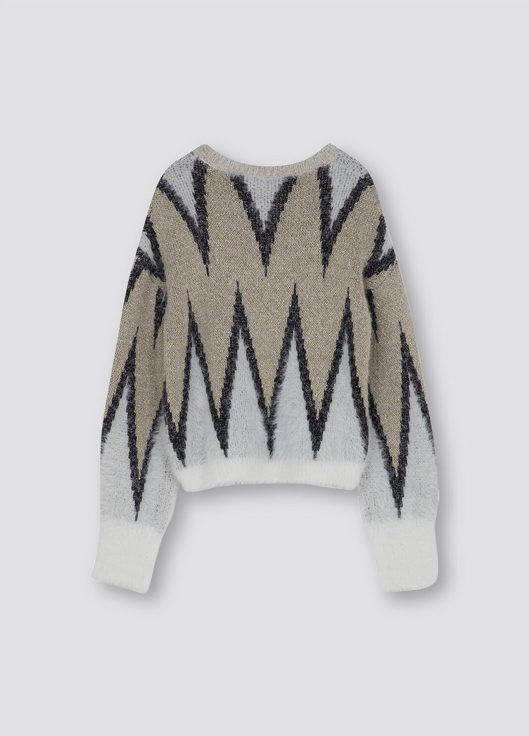 Pull avec finitions en lurex&reg; blanc, noir et or Liu Jo - large image number 1