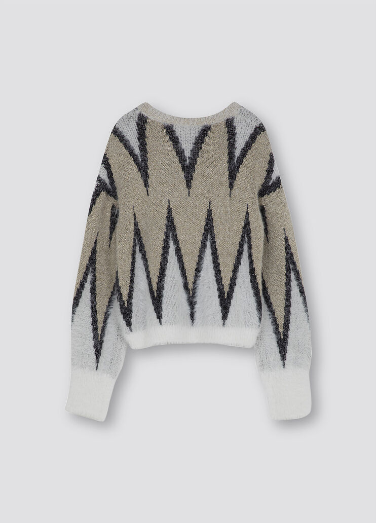 Pull avec finitions en lurex® blanc, noir et or Liu Jo - large image number 1 Pull avec finitions en lurex® blanc, noir et or Liu Jo - large image number 1