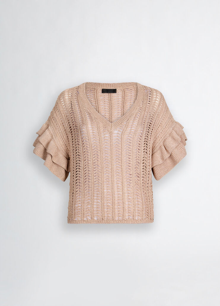 Sand-colour knit top caramel Liu Jo - large image number 6 Sand-colour knit top caramel Liu Jo - large image number 6