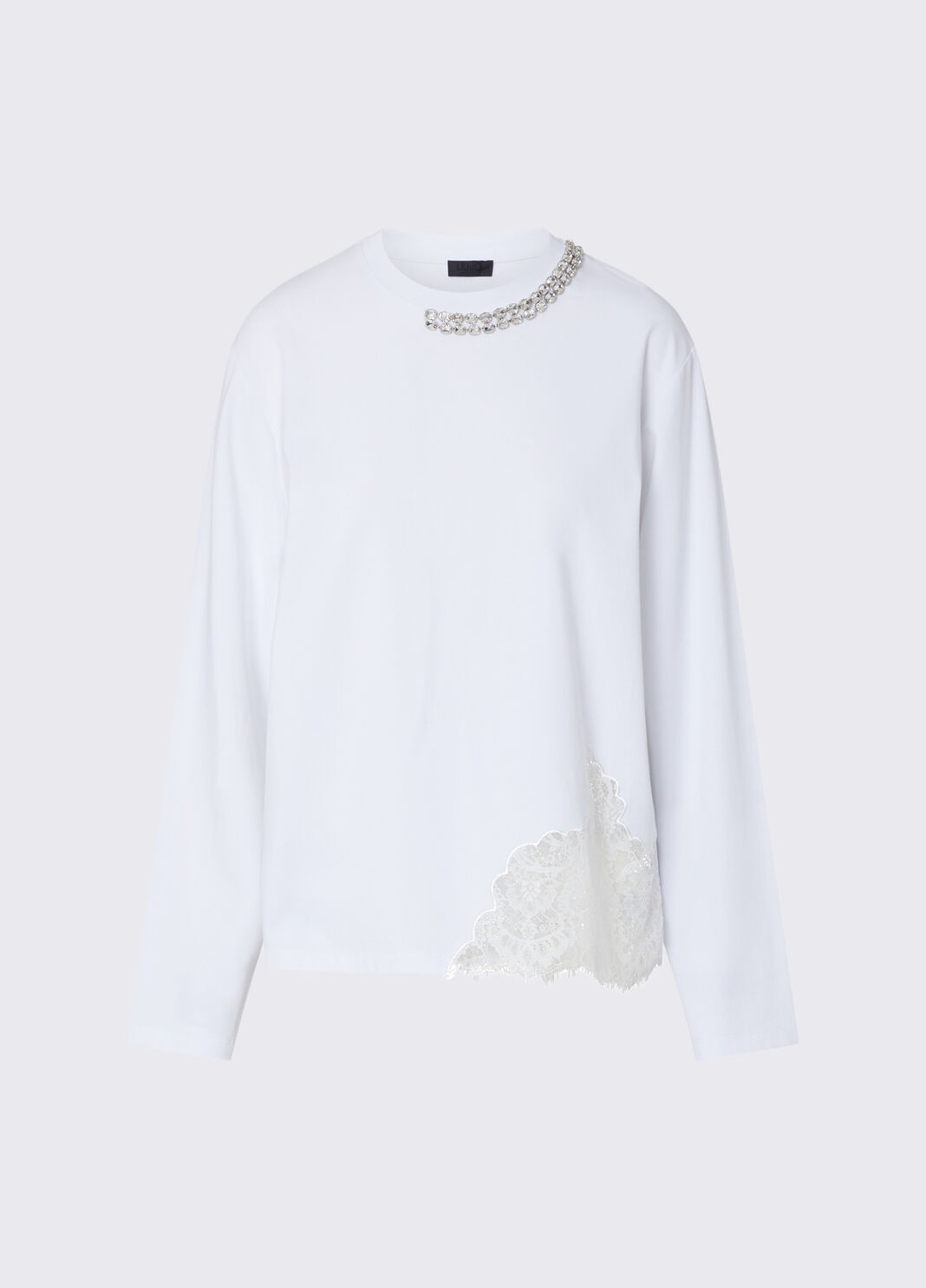 Camiseta con encaje y adornos de joyas blanco &oacute;ptico Liu Jo - large image number 6