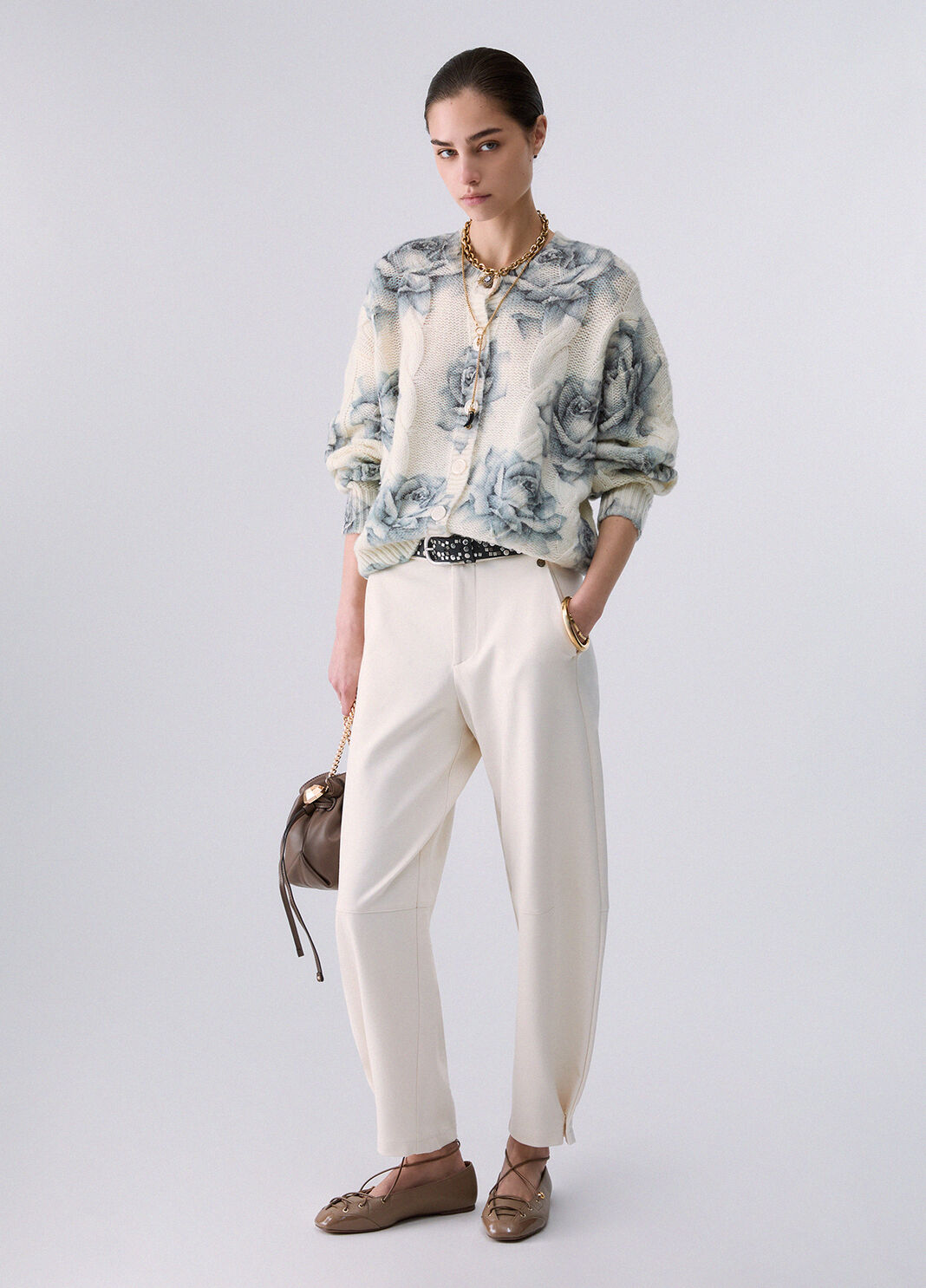 Balloon pants in punto milano white Liu Jo - large image number 5