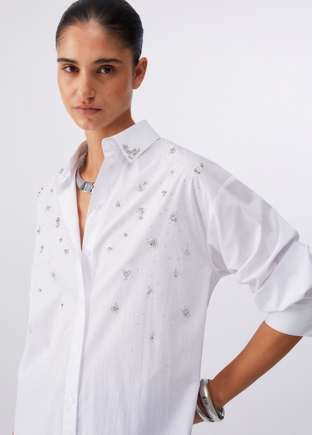 Hemdblusenkleid mit Schmuckstickereien Wei&szlig; Liu Jo - large image number 4