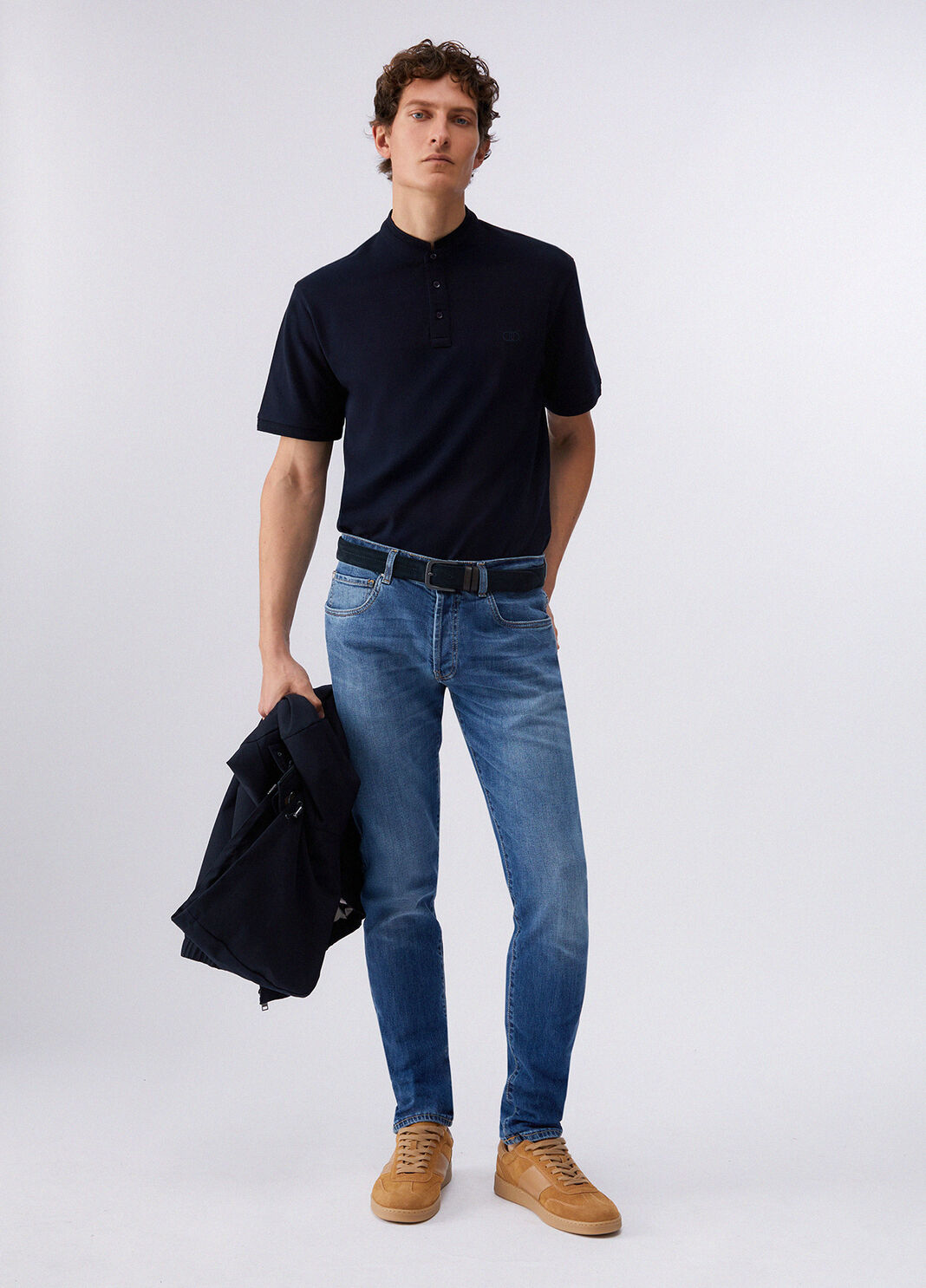 Pique polo-shirt with Mandarin collar dark blue Liu Jo - large image number 5