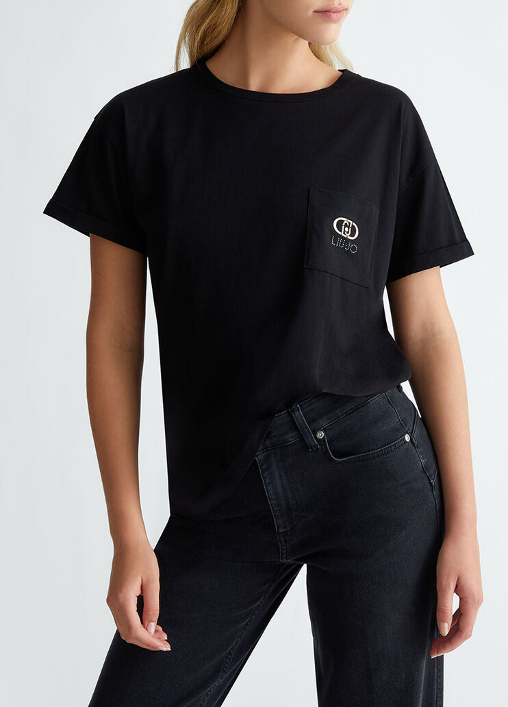 Jersey T-shirt with breast pocket black Liu Jo - medium Jersey T-shirt with breast pocket black Liu Jo - medium