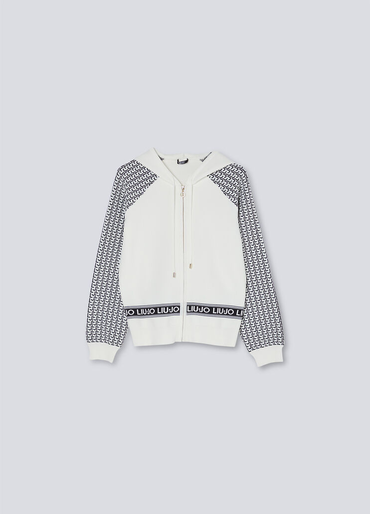 Hooded, eco-friendly sweatshirt white/black Liu Jo - large image number 4