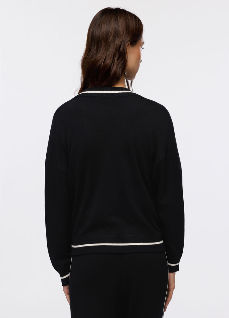 Strickjacke mit Reißverschluss und Strass Schwarz Liu Jo - large image number 1