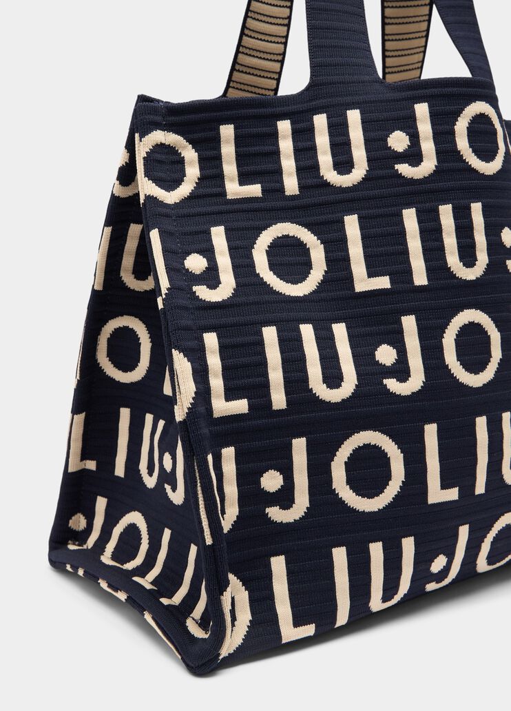 Cabas moyen modèle en maille bleu foncé Liu Jo - large image number 4