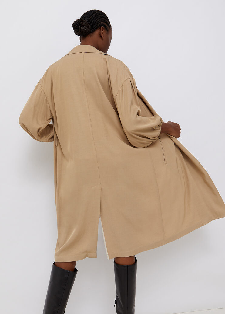 Trench con maniche arricciate grigio chiaro Liu Jo - large image number 1 Trench con maniche arricciate grigio chiaro Liu Jo - large image number 1