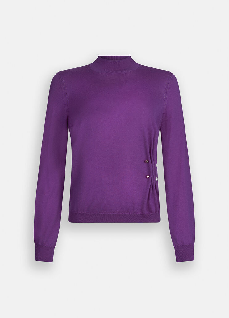 Pull en laine avec perles violet Liu Jo - large image number 6