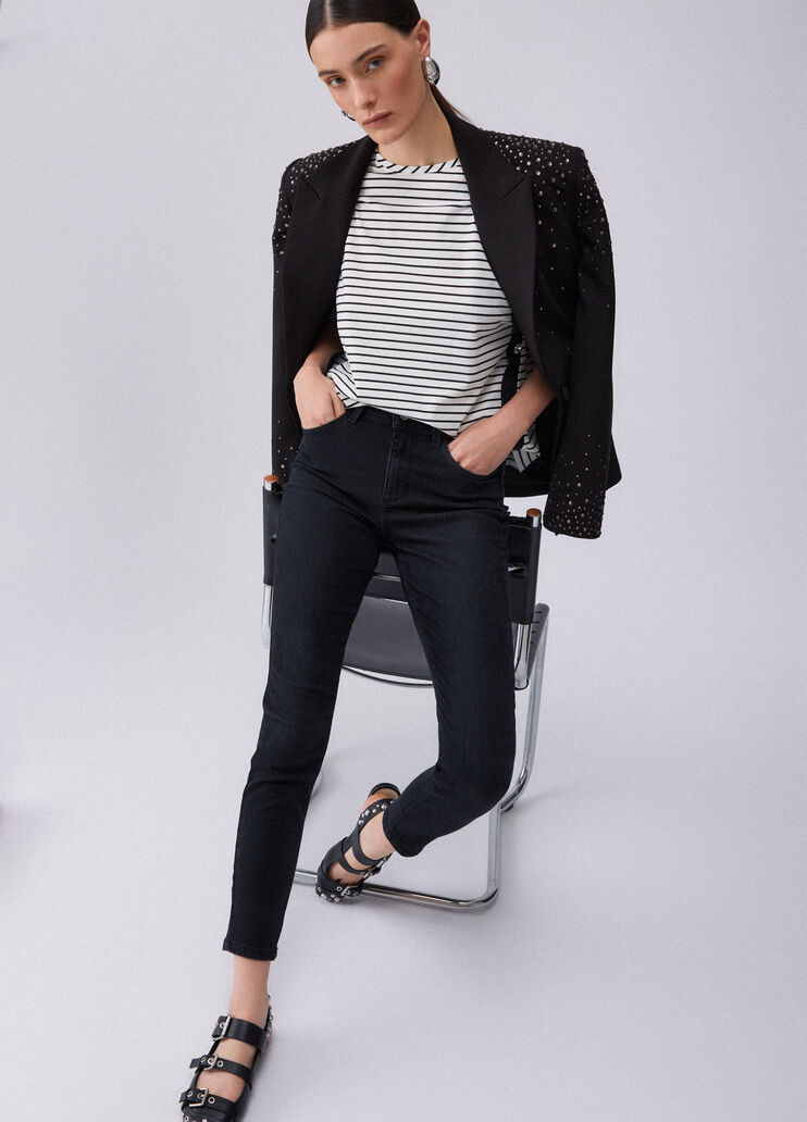 Skinny-Jeans mit hohem Bund Denim-Schwarz Liu Jo - medium