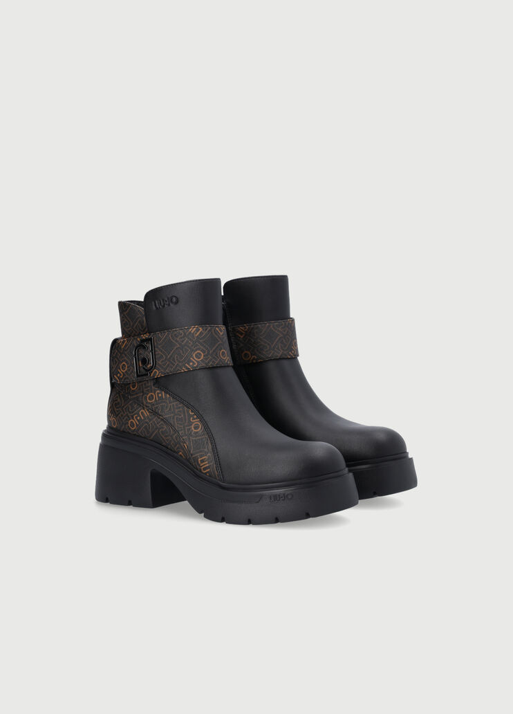 Ankle boots with monogram detail black/brown Liu Jo - large image number 2 Ankle boots with monogram detail black/brown Liu Jo - large image number 2