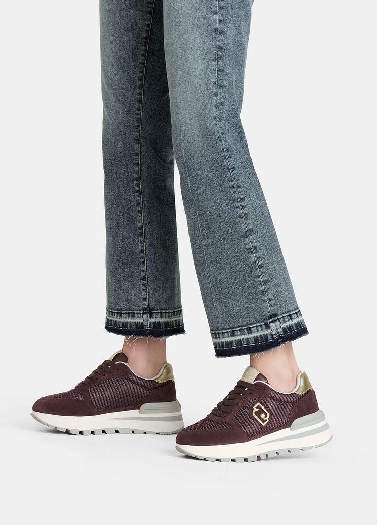 Suede and mesh sneakers bordeaux Liu Jo - large image number 0