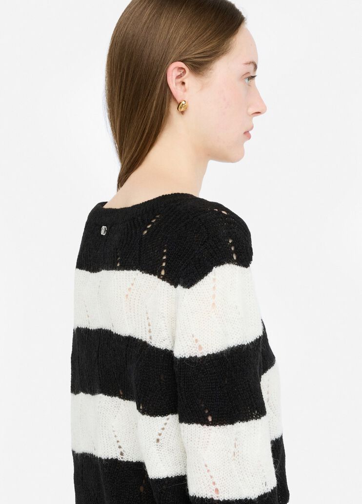 Pull à rayures en laine et alpaga noir Liu Jo - medium Pull à rayures en laine et alpaga noir Liu Jo - medium
