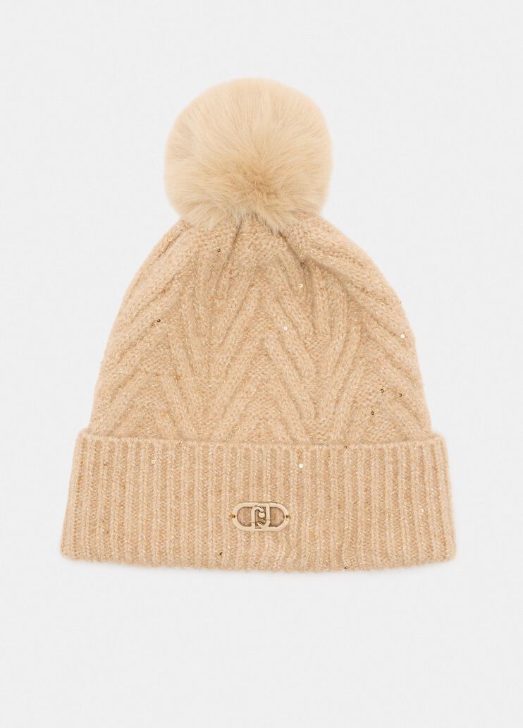 Wool cap light beige Liu Jo - large image number 1 Wool cap light beige Liu Jo - large image number 1