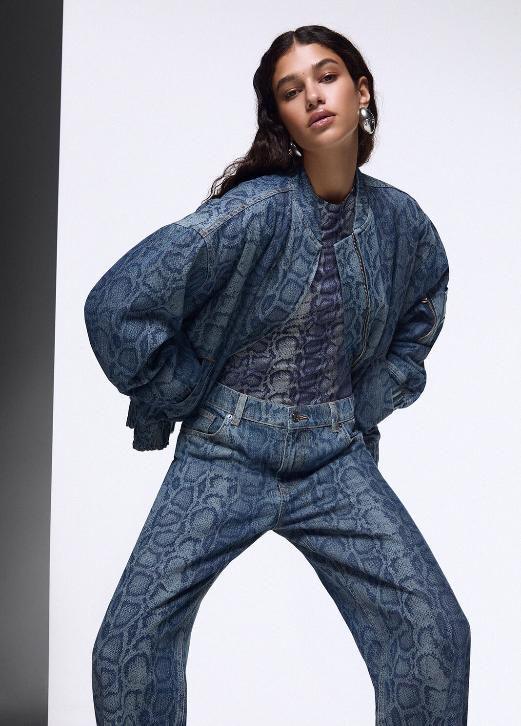 Denim-Bomber mit Animal-Print denimblau Liu Jo - large image number 0