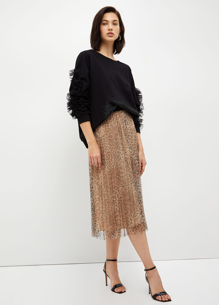 Sweatshirt with rhinestones and tulle black Liu Jo - look Sweatshirt with rhinestones and tulle black Liu Jo - look