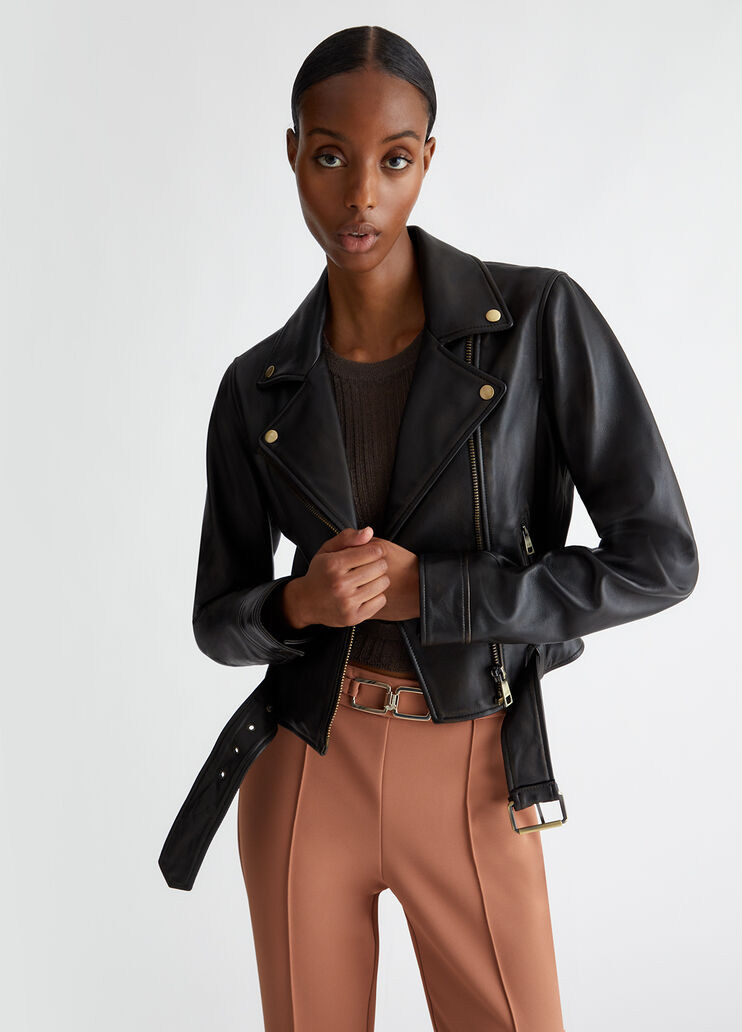 HOT Biker Ecopelle Donna Giacca Pelle Chiodo In Ecopelle