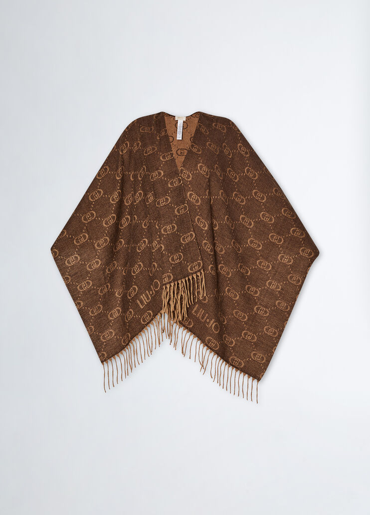 Poncho with jacquard monogram logo brown Liu Jo - large image number 6 Poncho with jacquard monogram logo brown Liu Jo - large image number 6