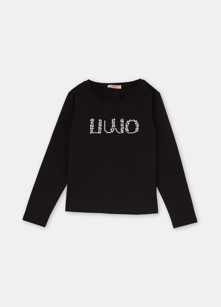 T-shirt with jewel embroidery black Liu Jo - large image number 2