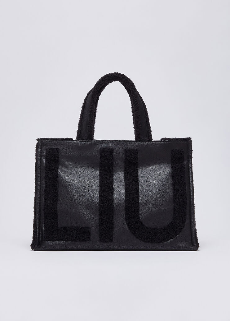 Large tote bag with logo black Liu Jo - medium