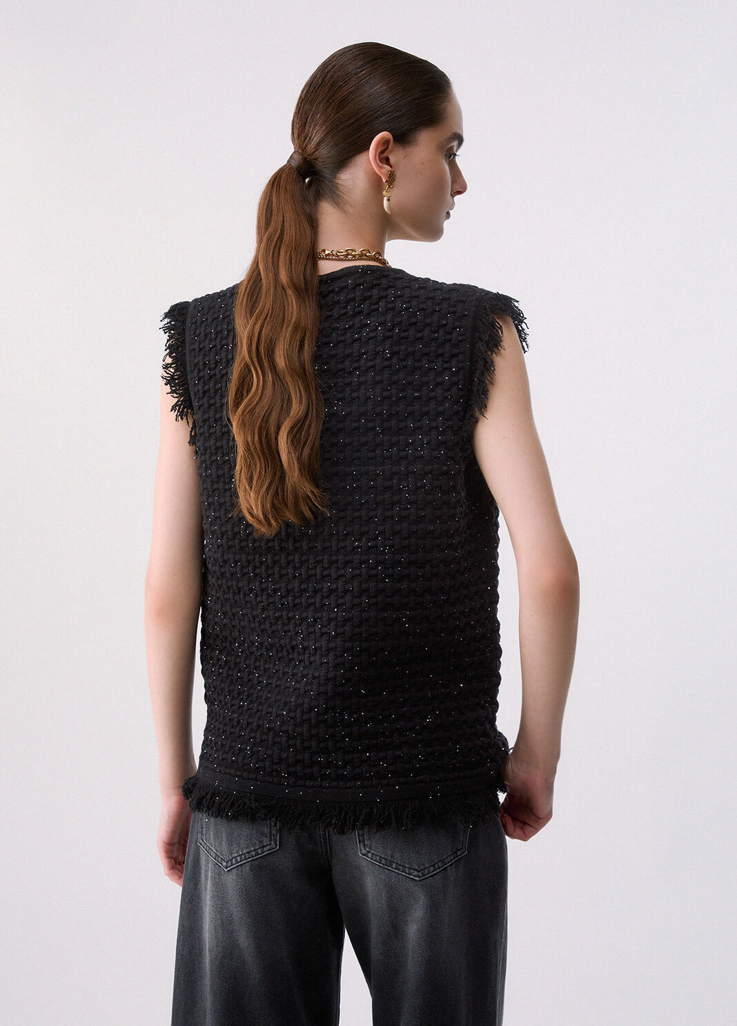 Fringed Detail Waistcoat black Liu Jo - large image number 1
