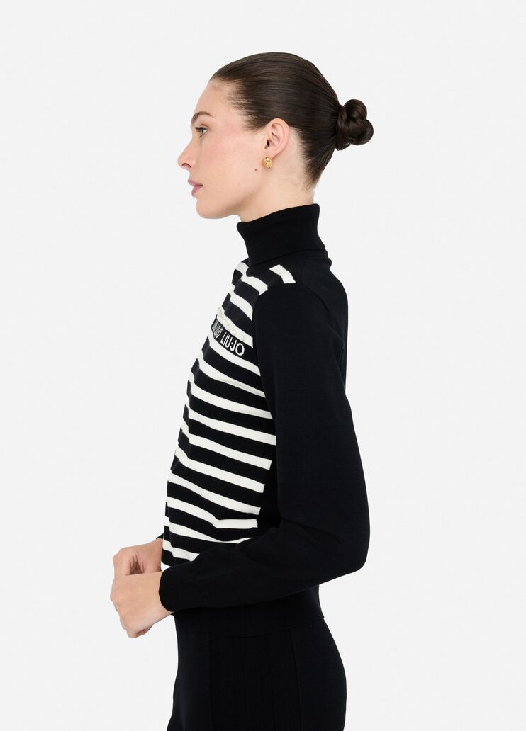 Striped polo-neck jumper black Liu Jo - medium Striped polo-neck jumper black Liu Jo - medium