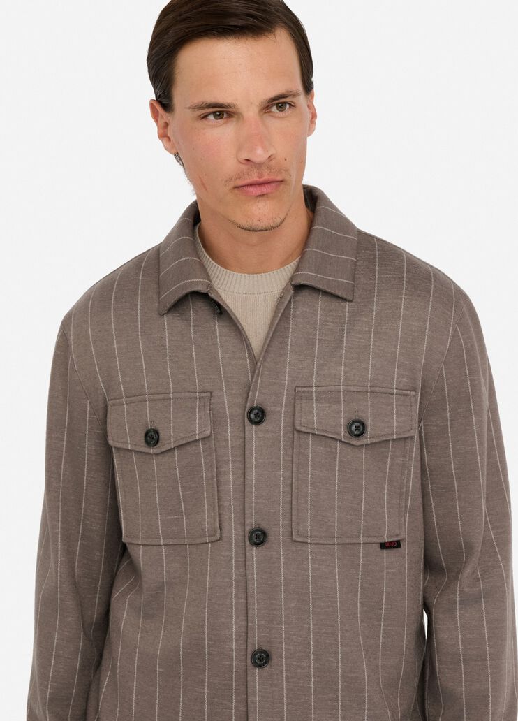Striped cotton and wool shirt brown Liu Jo - large image number 4