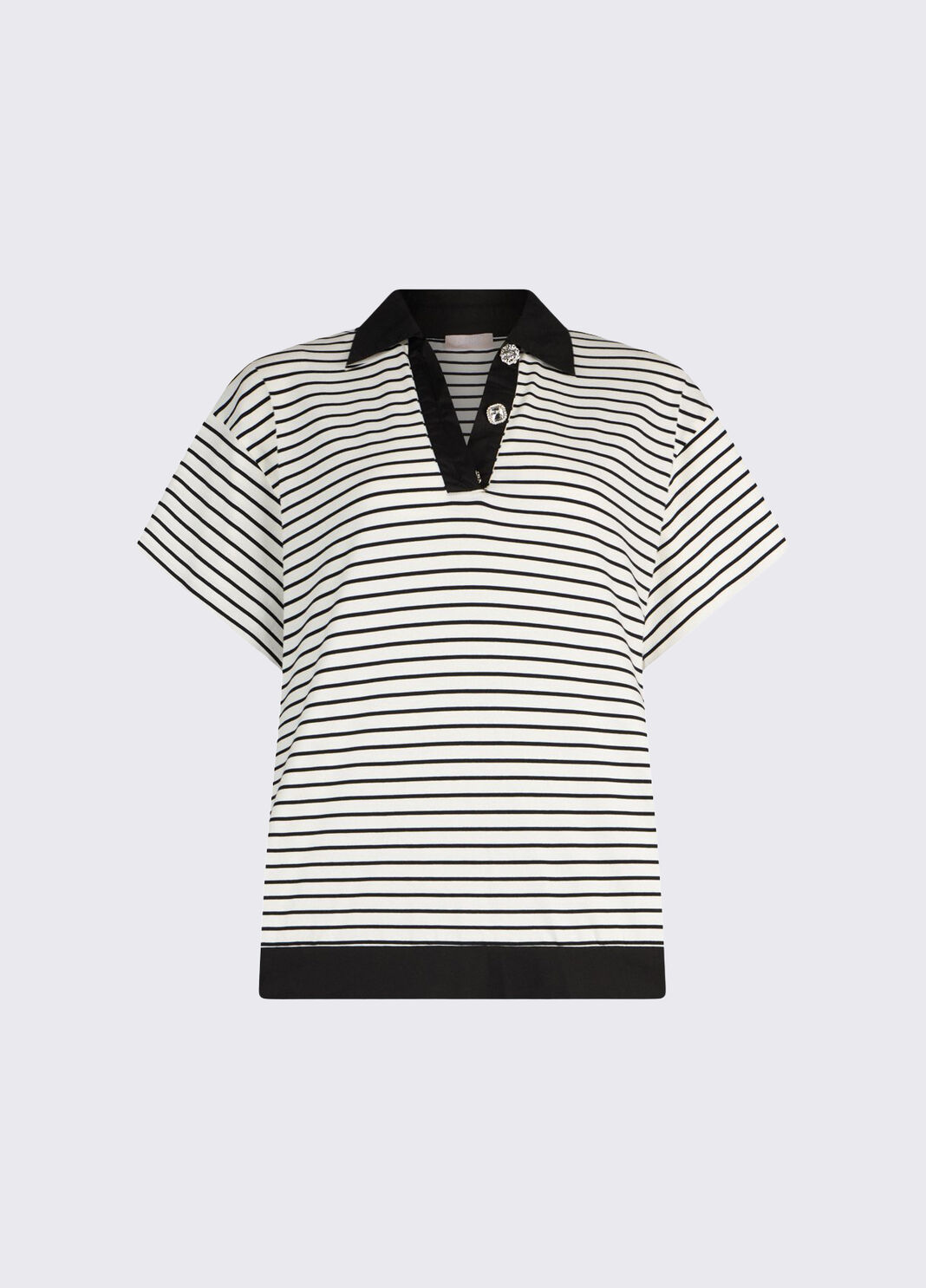 Striped T-shirt with bejewelled buttons white striped Liu Jo - large image number 6