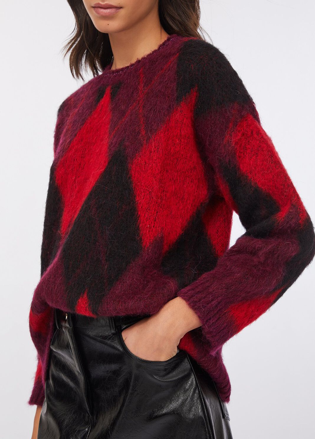Jersey de punto rombo de lana y alpaca rojo Liu Jo - large image number 2